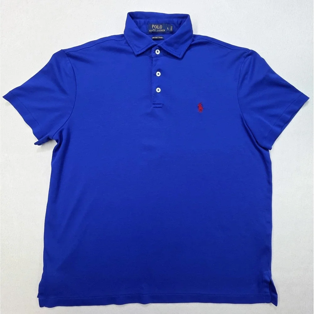 Polo Ralph Lauren Polo Shirt Men L Blue LIMITED USE Pima Soft Touch Athletic Fit